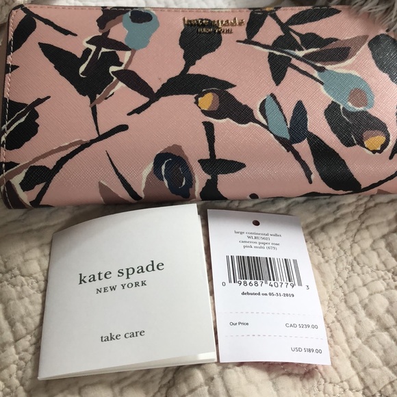 🆕Kate Spade ♠️ Cameron Paper Rose Wallet - Picture 4 of 4